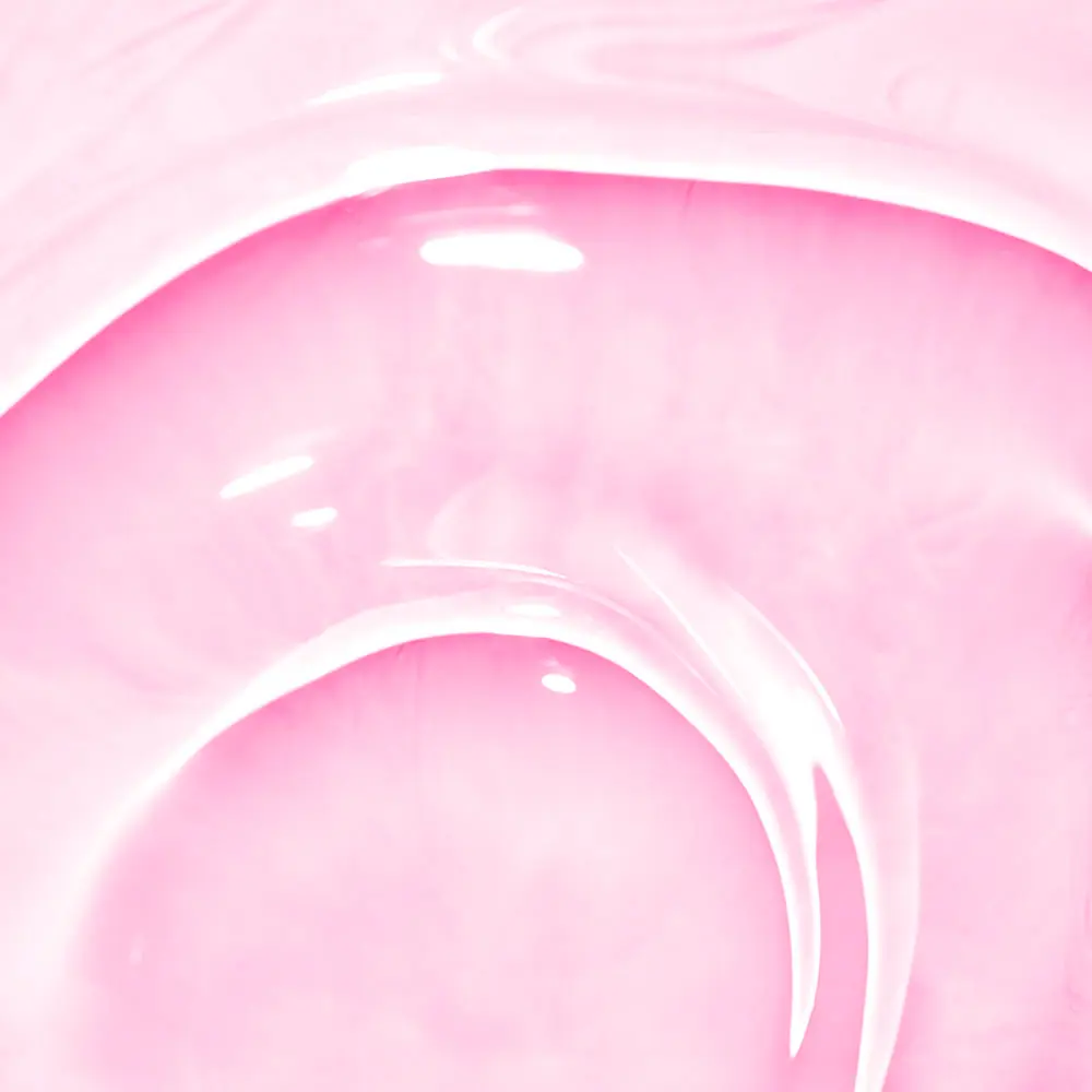 Abstract close-up in pink tones with glossy, curved shapes and soft highlights (an impression of smooth liquid or gel)