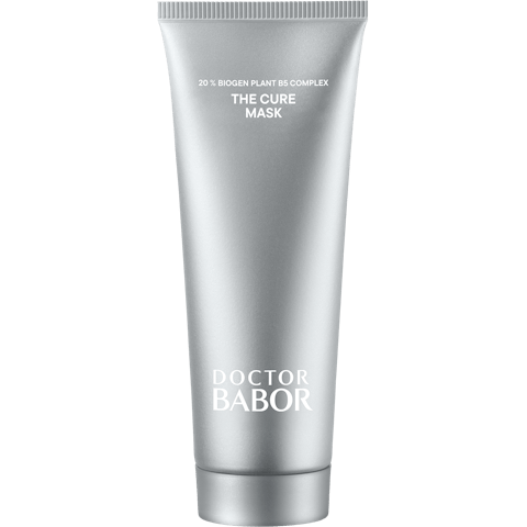 Silver tube labeled Doctor Babor The Cure Mask with white branding text (skincare product)