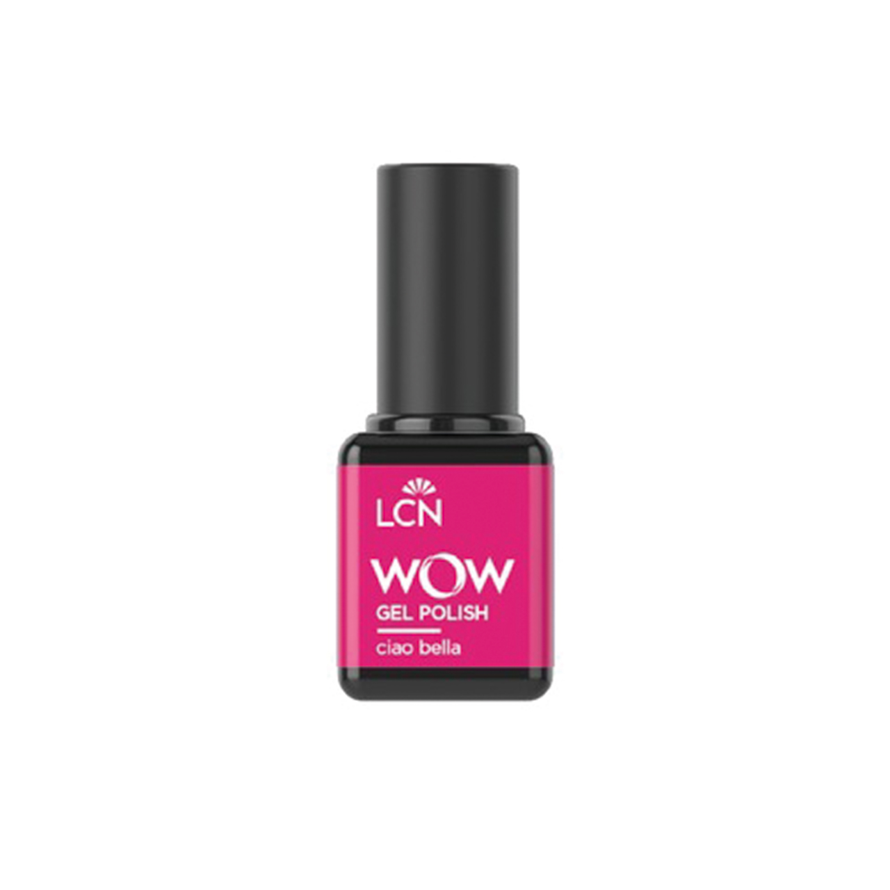 Pink LCN WOW Gel Polish bottle with a black cap, visible branding on the label.